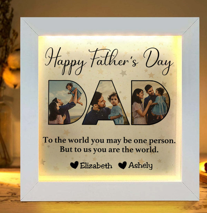 Personalized Illuminated Shadow Box Photo Frame - Father's Day Gift