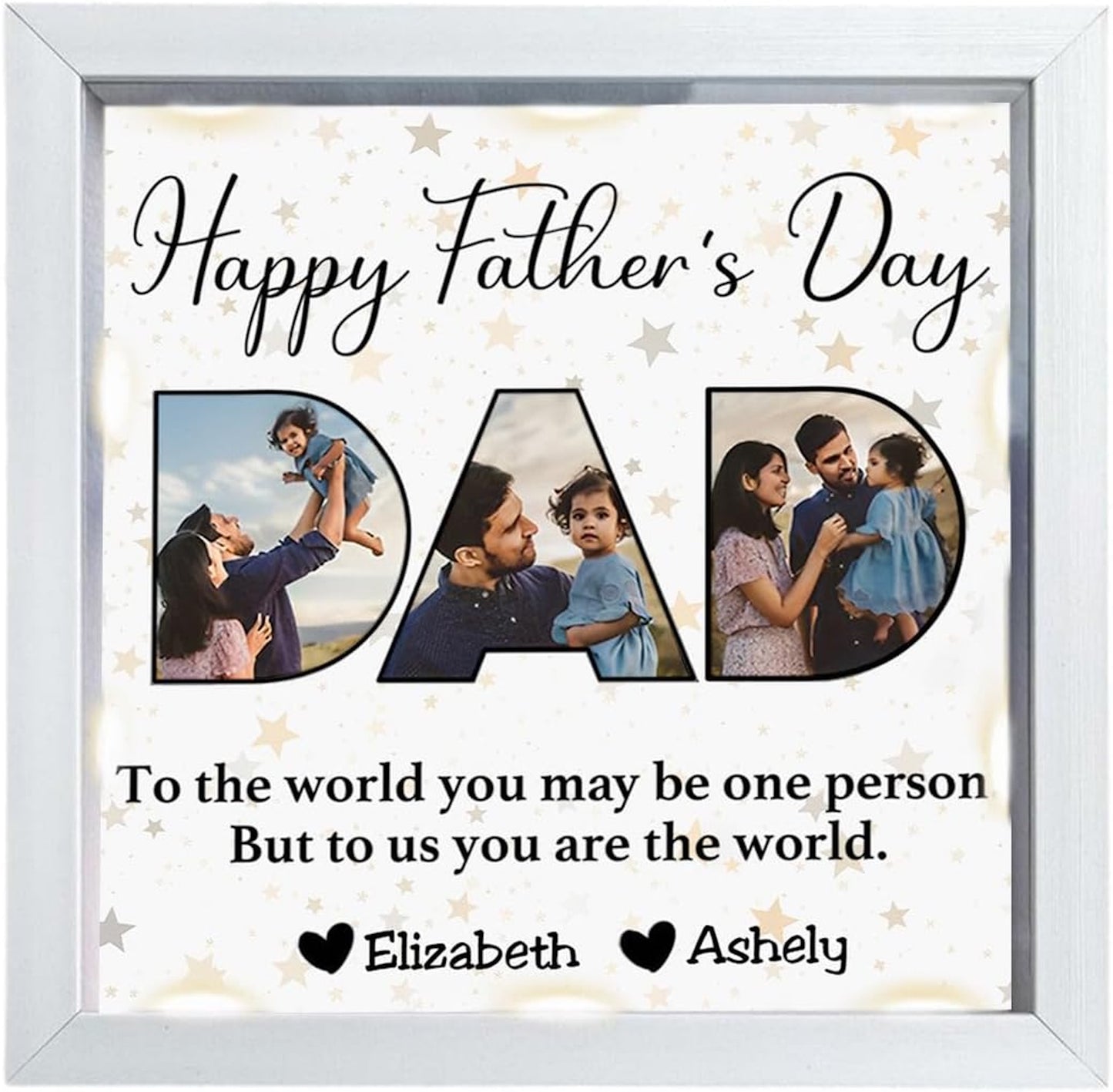 Personalized Illuminated Shadow Box Photo Frame - Father's Day Gift