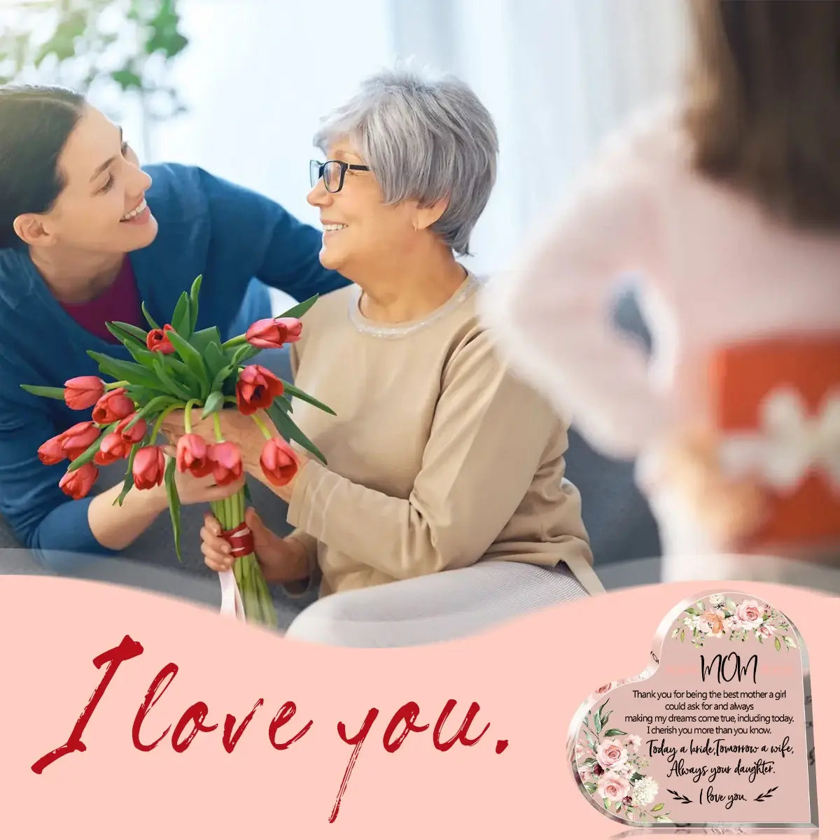 Show Your Eternal Love For Mom Acrylic Heart Plaque