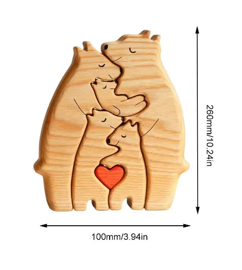 Heartwood Bear Family Puzzle: Customizable Wooden Keepsake for Family & Kids
