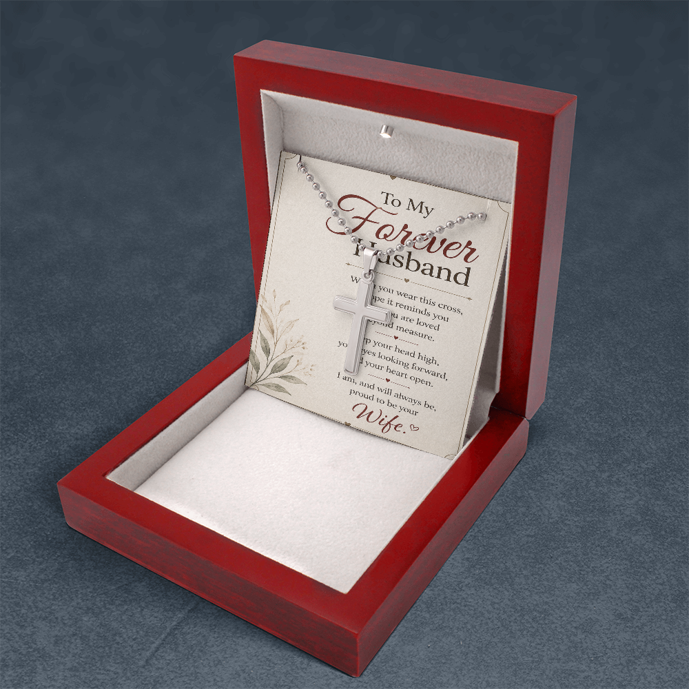 To My Forever Husband, Made for Greatness Stainless Steel Cross Necklace