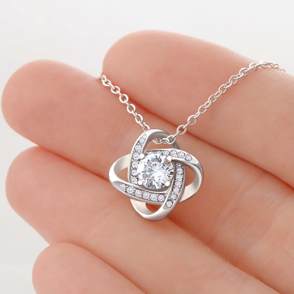 "For My Best Friend, My Everything" Love Knot Necklace - 14k White Gold over Stainless Steel or 18k Yellow Gold Over Stainless Steel