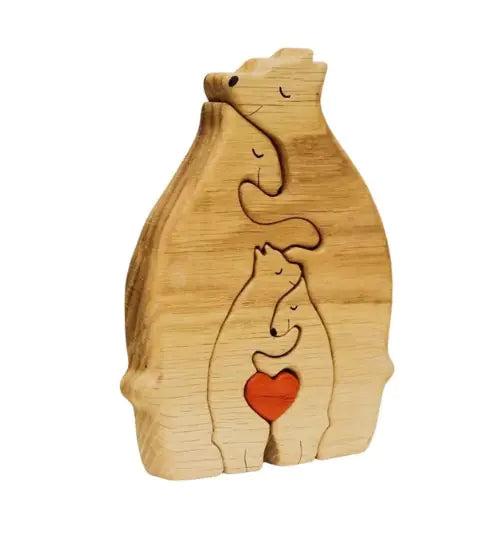 Heartwood Bear Family Puzzle: Customizable Wooden Keepsake for Family & Kids