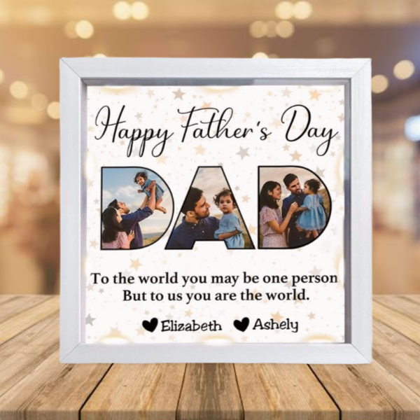 Personalized Illuminated Shadow Box Photo Frame - Father's Day Gift