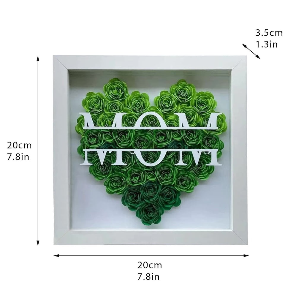 Personalized Heart Shaped MOM Flower Shadow Box Frame, Gifts for Mother's Day and Birthday
