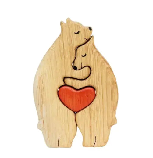 Heartwood Bear Family Puzzle: Customizable Wooden Keepsake for Family & Kids