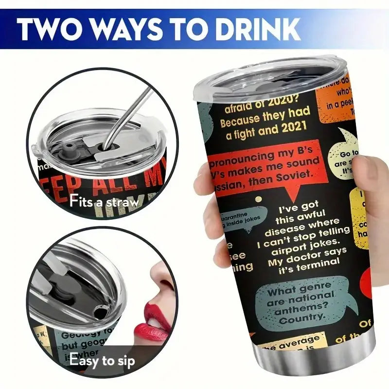 20oz Stainless Steel Dad Jokes Insulated Travel Mug with Lid Gift for Every Dad Grandpa Uncle Brother