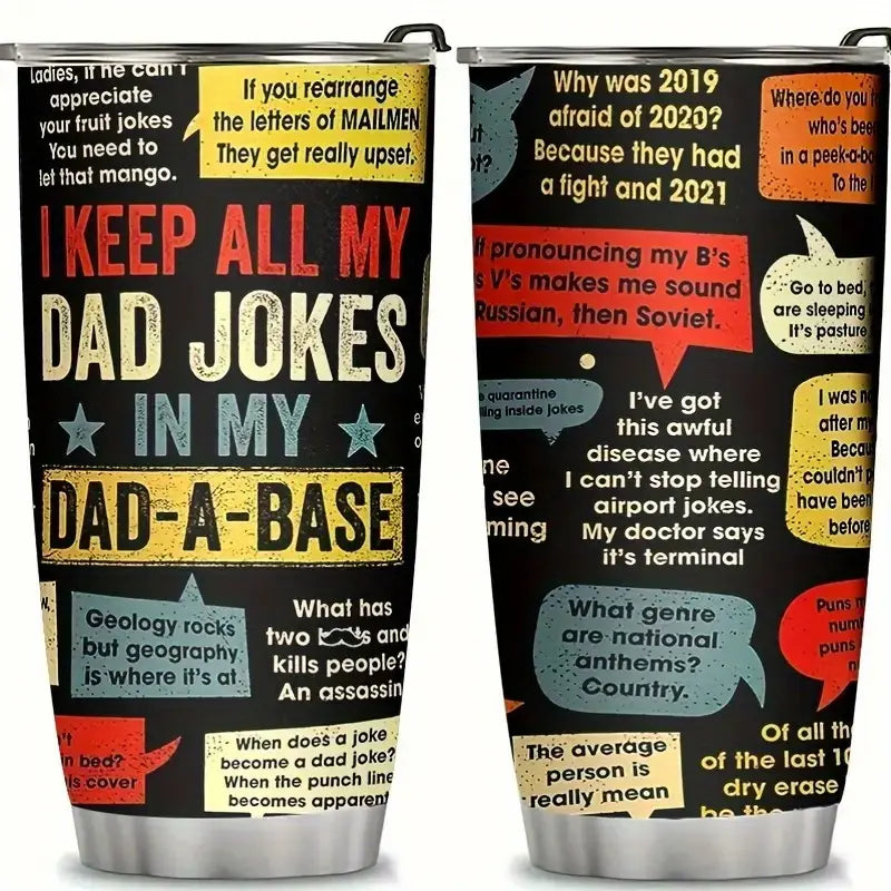 20oz Stainless Steel Dad Jokes Insulated Travel Mug with Lid Gift for Every Dad Grandpa Uncle Brother