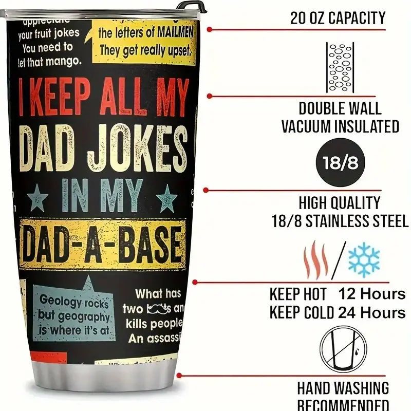 20oz Stainless Steel Dad Jokes Insulated Travel Mug with Lid Gift for Every Dad Grandpa Uncle Brother