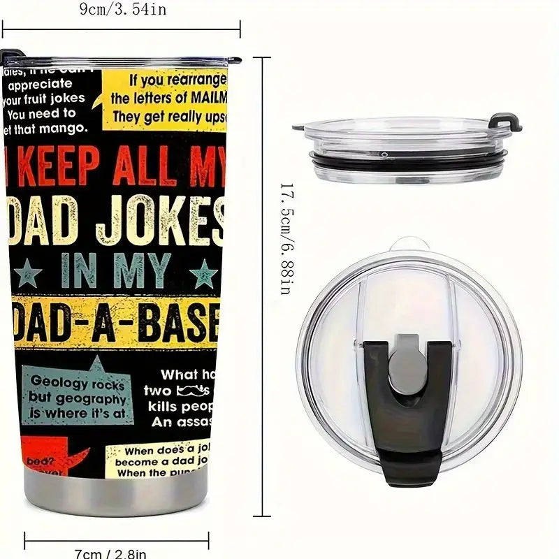 20oz Stainless Steel Dad Jokes Insulated Travel Mug with Lid Gift for Every Dad Grandpa Uncle Brother