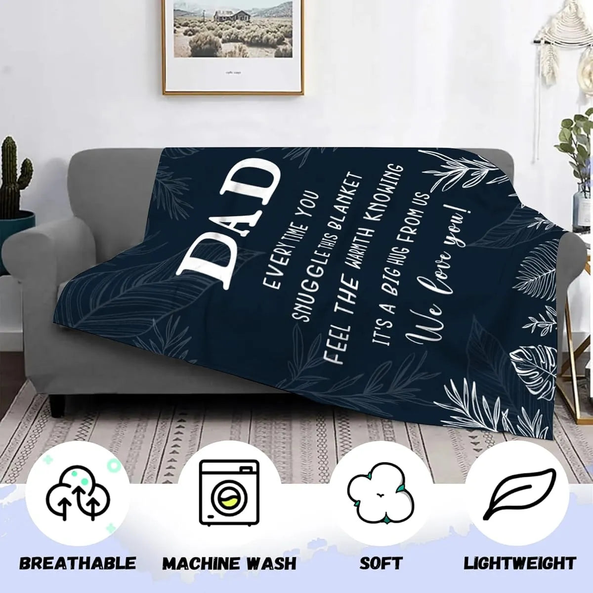 Dad's Cozy Flannel Blanket - A Gift of Warmth and Love, 60"x80"