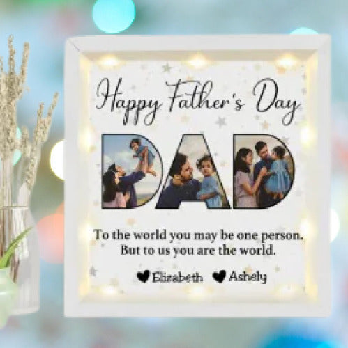 Personalized Illuminated Shadow Box Photo Frame - Father's Day Gift