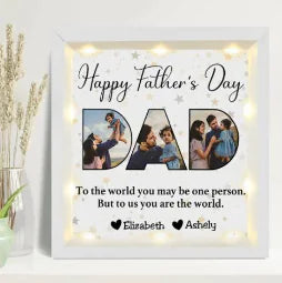 Personalized Illuminated Shadow Box Photo Frame - Father's Day Gift