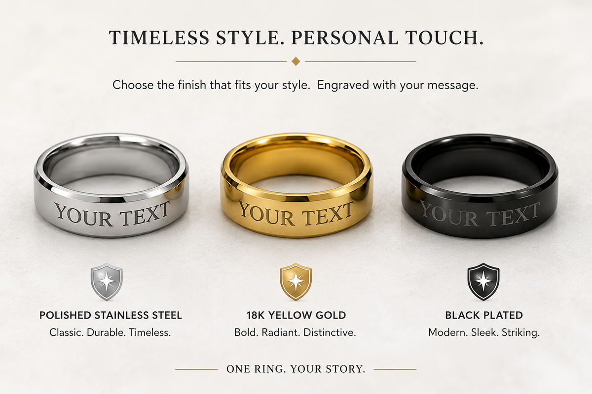 Engraved Men’s Ring – Personalized Message Ring for Him