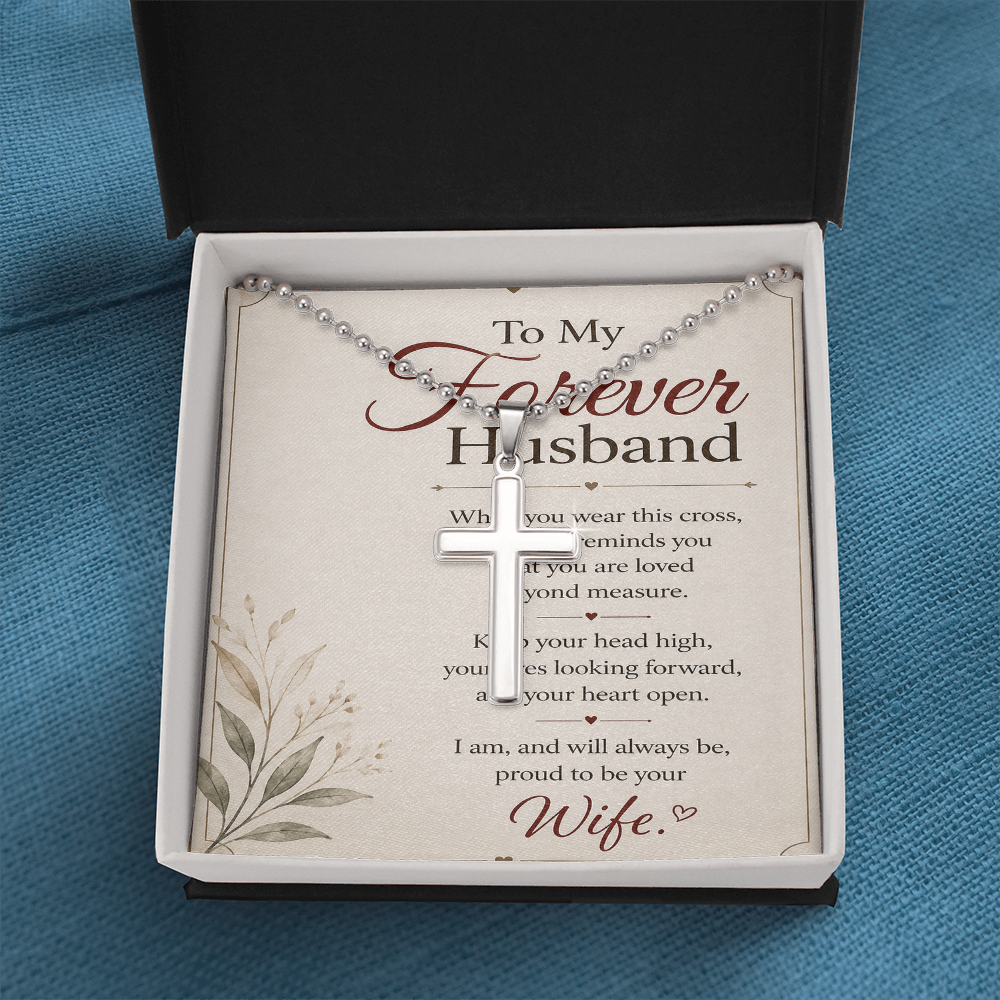 To My Forever Husband, Made for Greatness Stainless Steel Cross Necklace