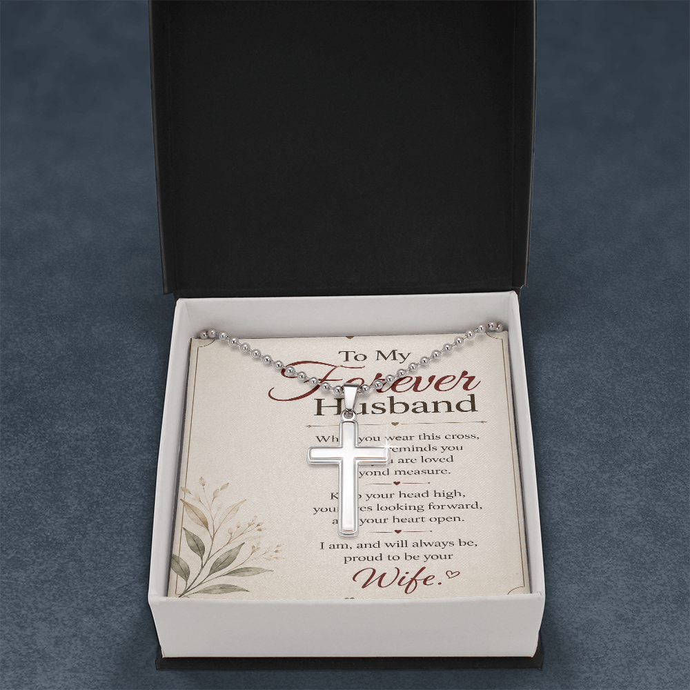 To My Forever Husband, Made for Greatness Stainless Steel Cross Necklace