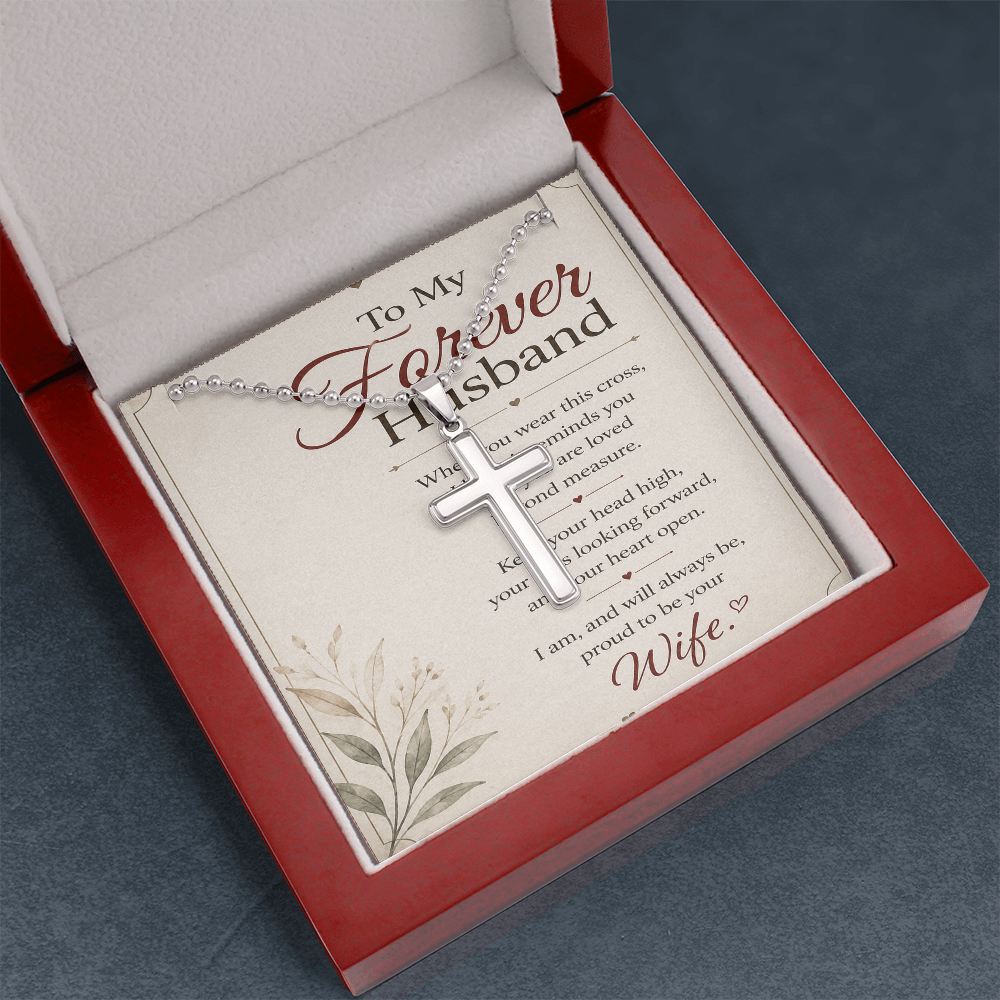 To My Forever Husband, Made for Greatness Stainless Steel Cross Necklace