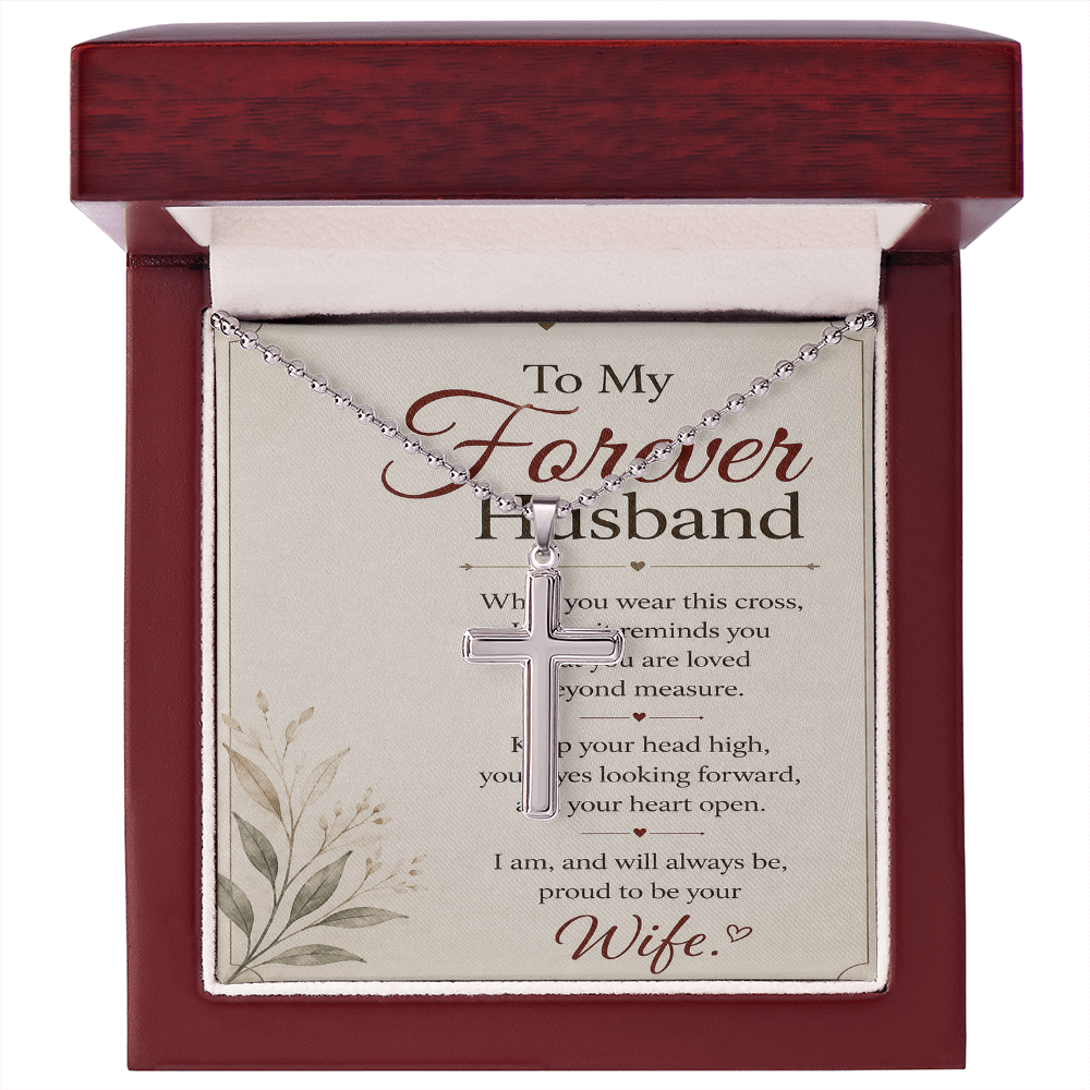 To My Forever Husband, Made for Greatness Stainless Steel Cross Necklace