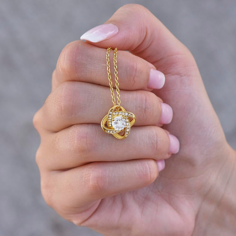 "For My Best Friend, My Everything" Love Knot Necklace - 14k White Gold over Stainless Steel or 18k Yellow Gold Over Stainless Steel