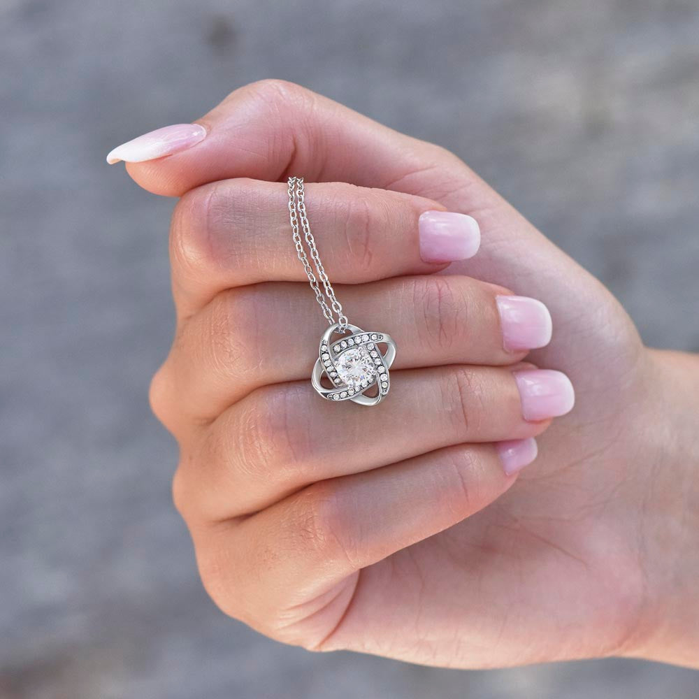 "For My Best Friend, My Everything" Love Knot Necklace - 14k White Gold over Stainless Steel or 18k Yellow Gold Over Stainless Steel