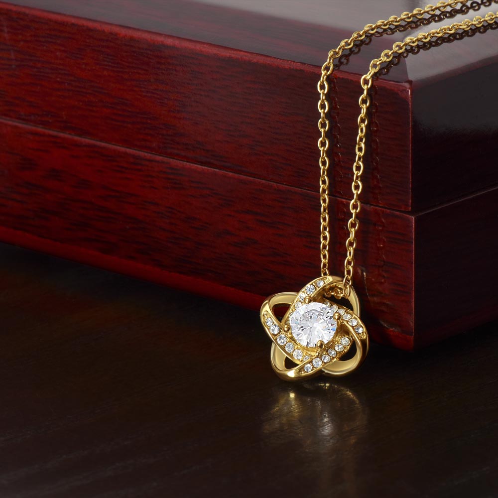 "For My Best Friend, My Everything" Love Knot Necklace - 14k White Gold over Stainless Steel or 18k Yellow Gold Over Stainless Steel
