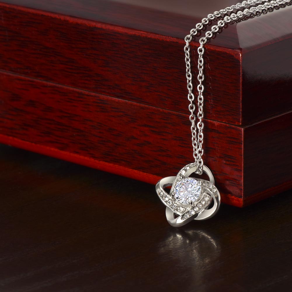 "For My Best Friend, My Everything" Love Knot Necklace - 14k White Gold over Stainless Steel or 18k Yellow Gold Over Stainless Steel