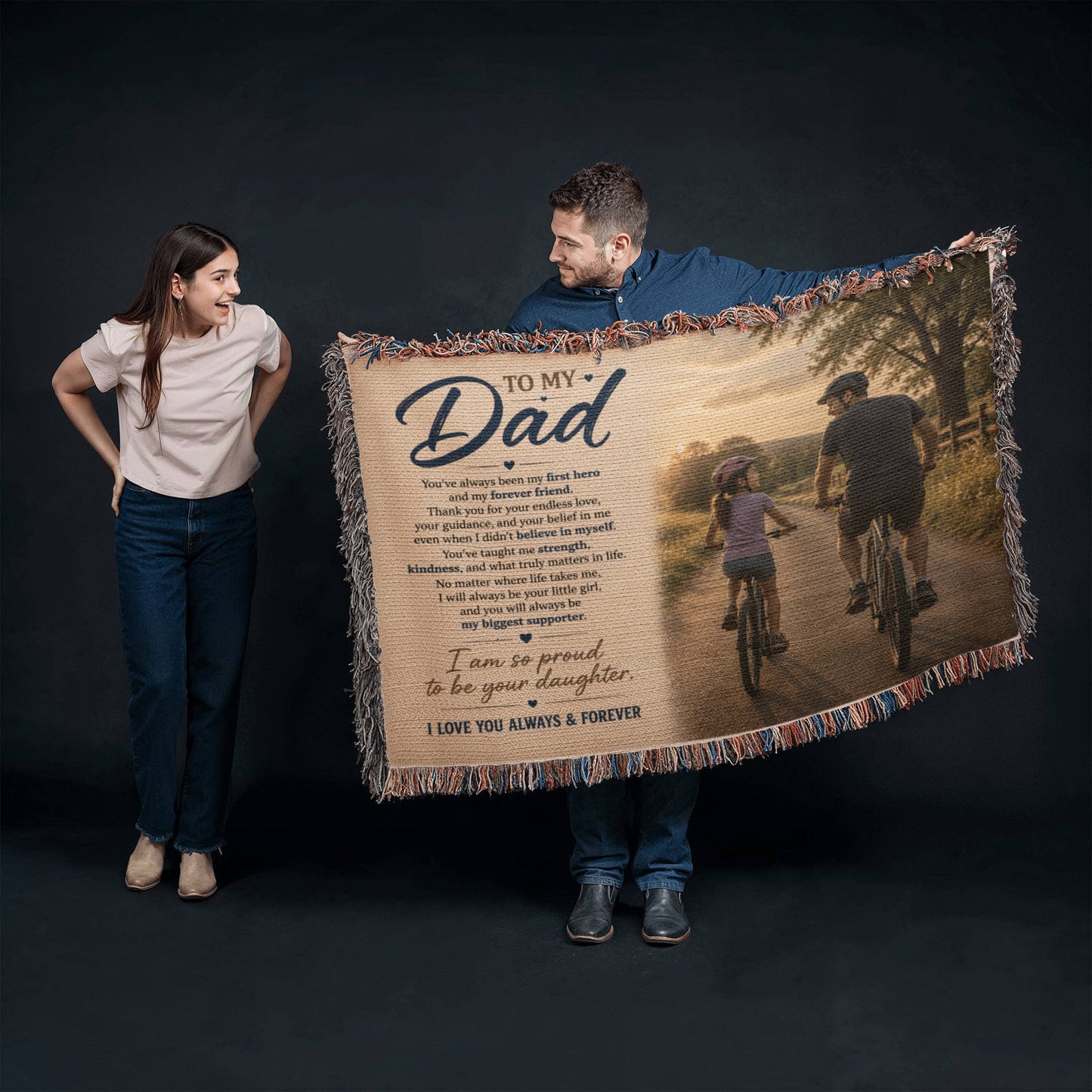 To My Dad From Daughter Heirloom Woven Blanket – A Heartfelt Gift From Daughter to Father, Sentimental Father Keepsake