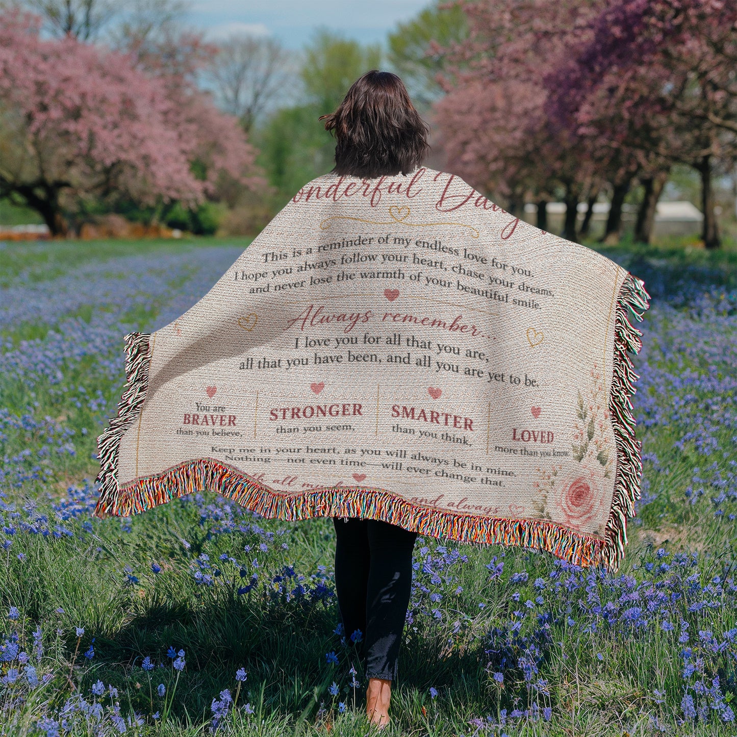 To My Wonderful Daughter Heirloom Woven Blanket – Inspirational Throw Blanket | Meaningful Gift for Daughter | Birthday, Graduation, Christmas & Just Because