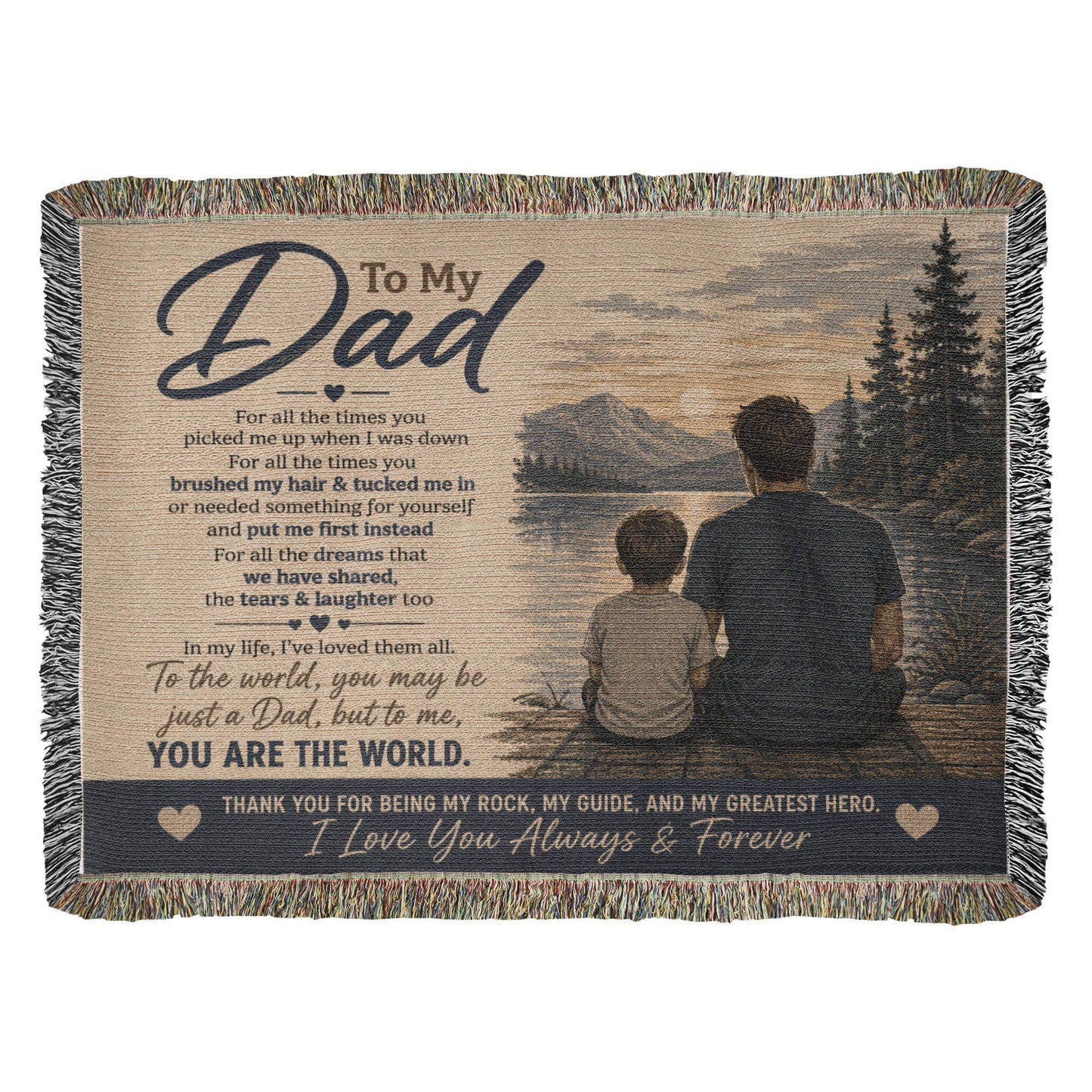 To My Dad From Son Heirloom Woven Blanket – Sentimental Father Gift, Personalized-Style Keepsake Artwork
