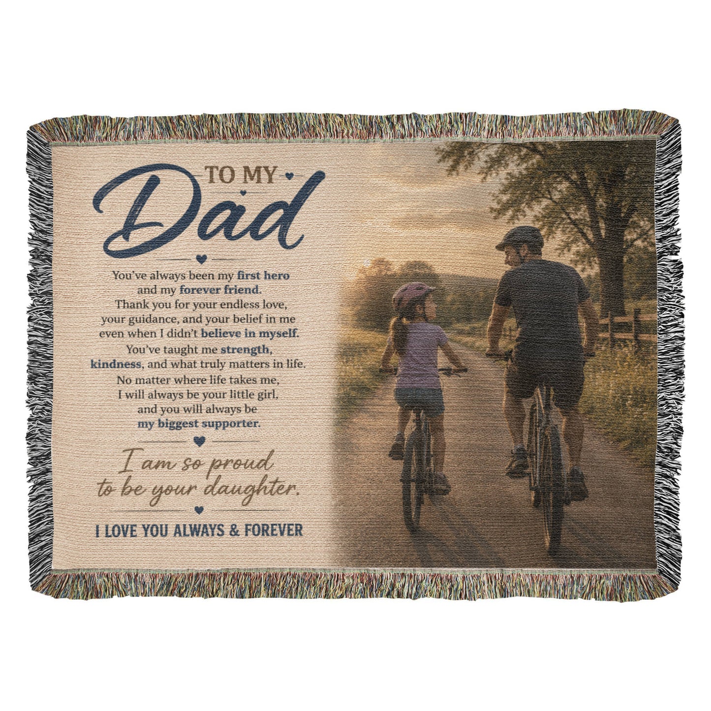 To My Dad From Daughter Heirloom Woven Blanket – A Heartfelt Gift From Daughter to Father, Sentimental Father Keepsake