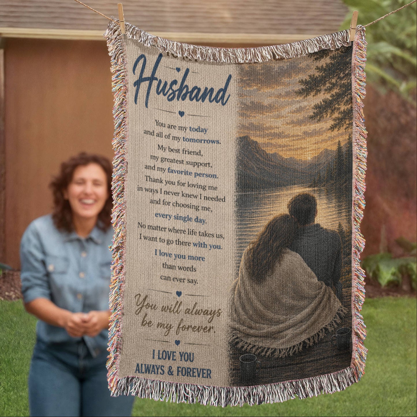 To My Husband Blanket from Wife | Sentimental Anniversary Gift for Husband | My Forever & Always Woven Blanket | Valentine's Day Gift for Him