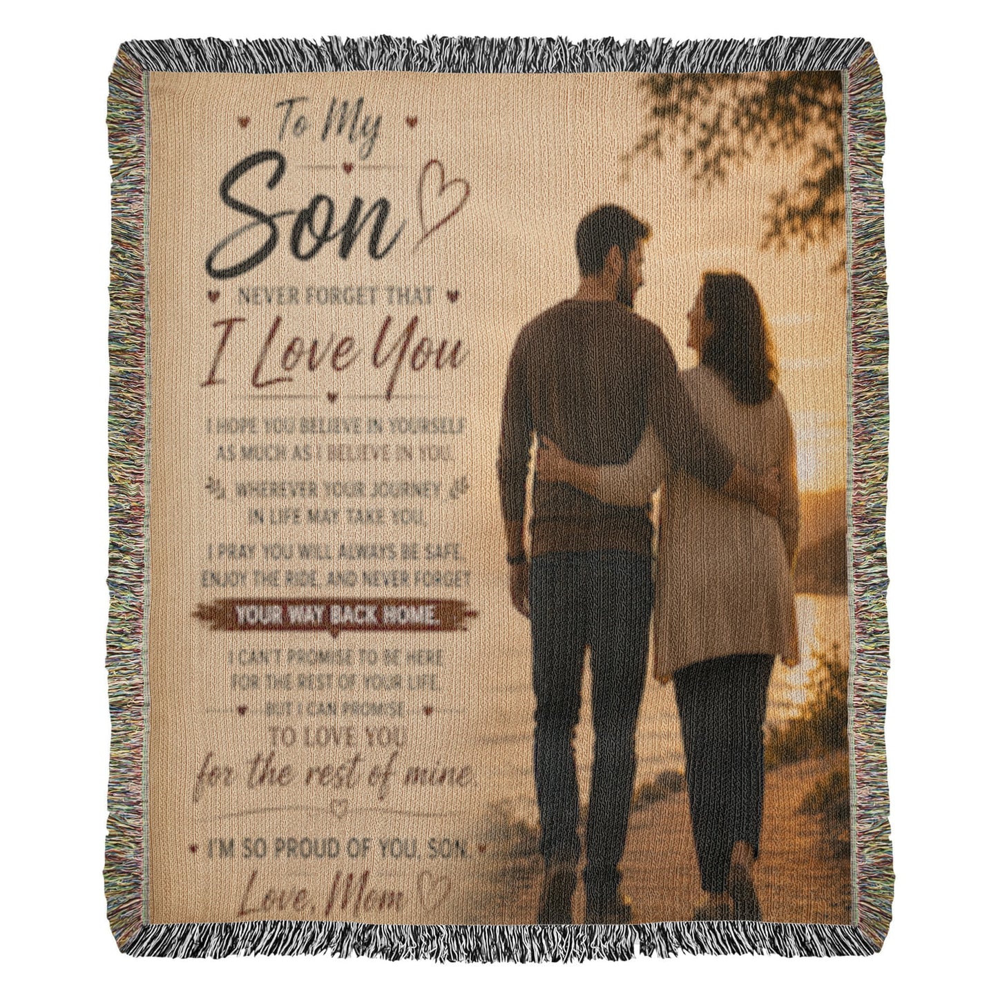 To My Son From Mom Heirloom Woven Blanket – Heartfelt Mother-Son Gift, Sentimental Keepsake