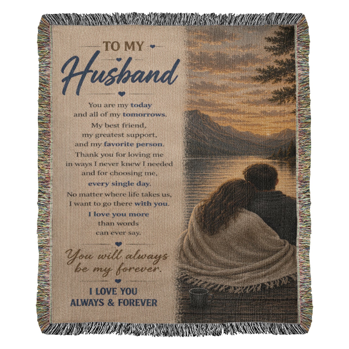 To My Husband Blanket from Wife | Sentimental Anniversary Gift for Husband | My Forever & Always Woven Blanket | Valentine's Day Gift for Him