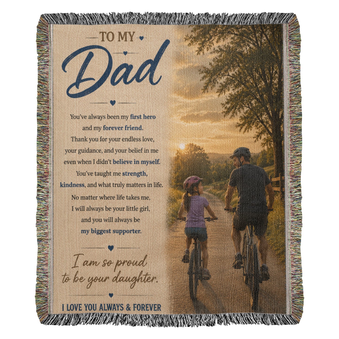 To My Dad From Daughter Heirloom Woven Blanket – A Heartfelt Gift From Daughter to Father, Sentimental Father Keepsake