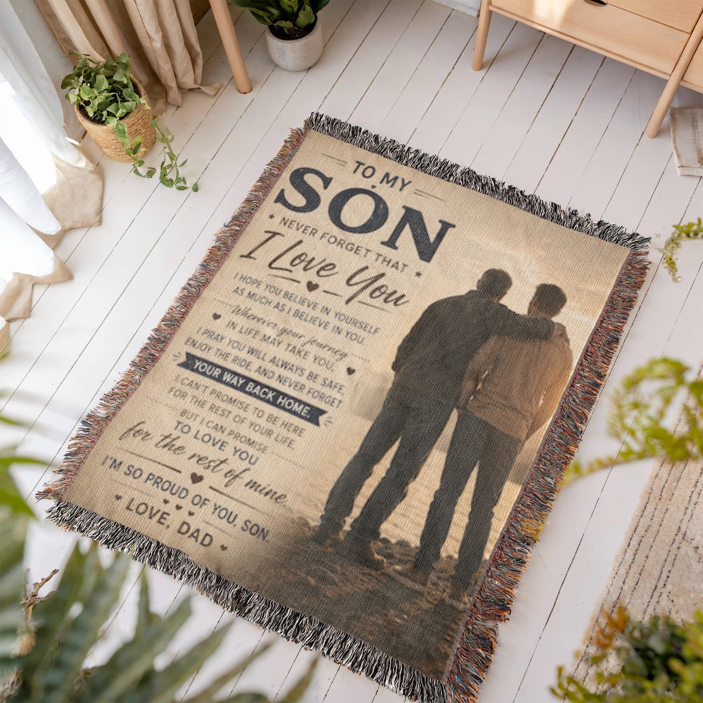 To My Son From Dad Heirloom Woven Blanket – Heartfelt Father-to-Son Keepsake