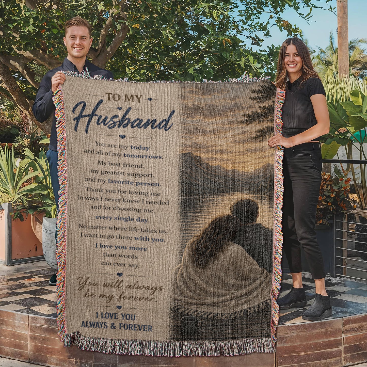To My Husband Blanket from Wife | Sentimental Anniversary Gift for Husband | My Forever & Always Woven Blanket | Valentine's Day Gift for Him