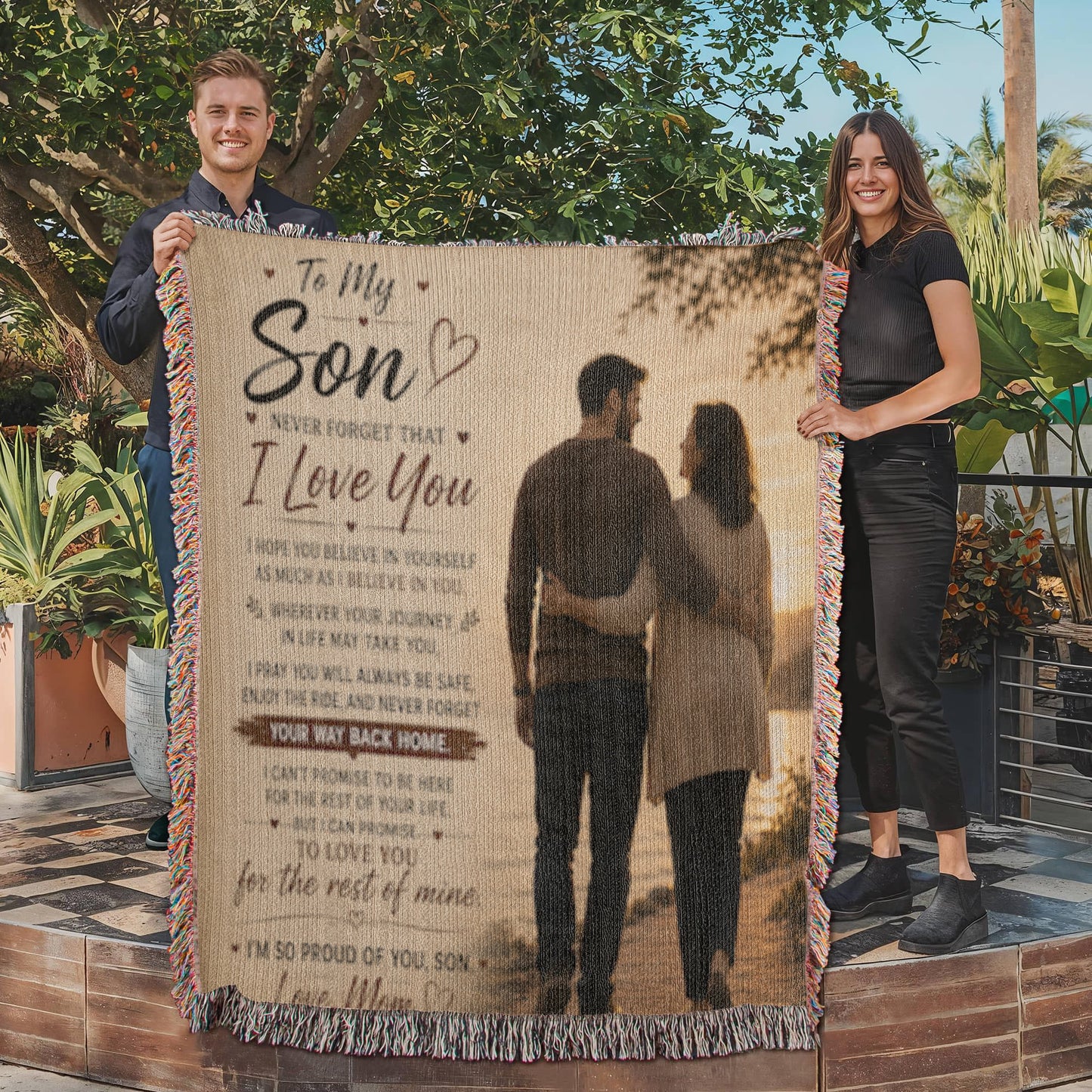 To My Son From Mom Heirloom Woven Blanket – Heartfelt Mother-Son Gift, Sentimental Keepsake