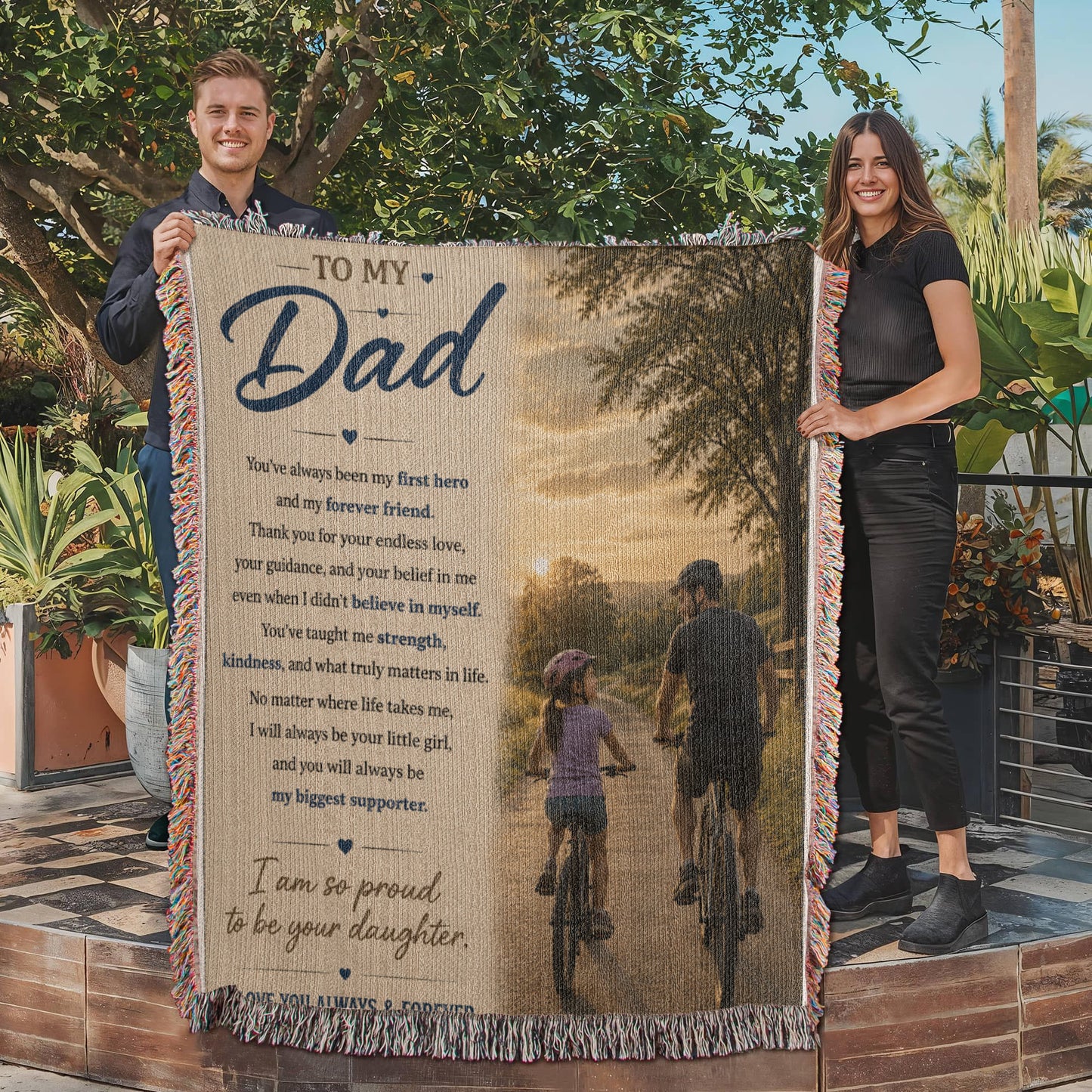 To My Dad From Daughter Heirloom Woven Blanket – A Heartfelt Gift From Daughter to Father, Sentimental Father Keepsake