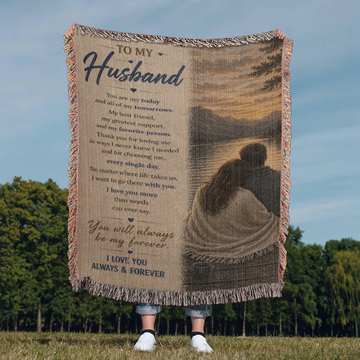 To My Husband Blanket from Wife | Sentimental Anniversary Gift for Husband | My Forever & Always Woven Blanket | Valentine's Day Gift for Him
