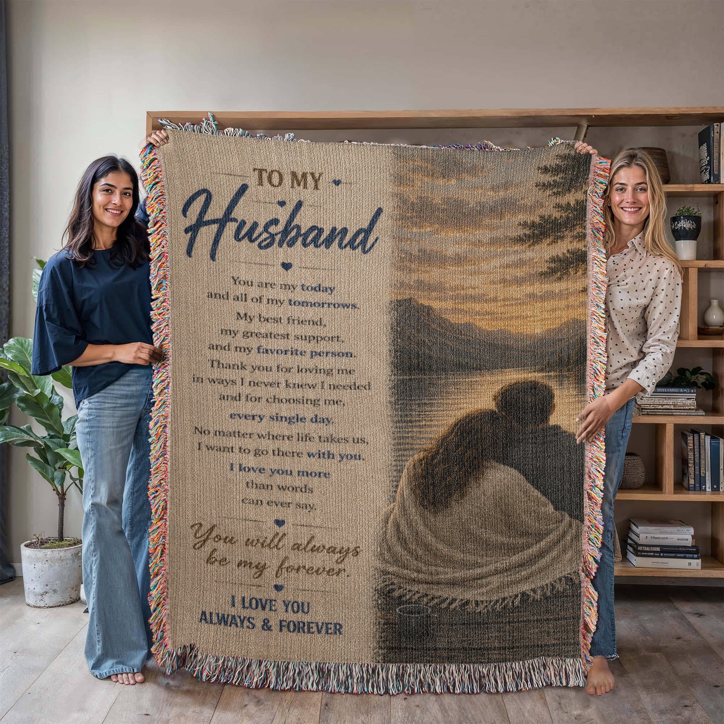 To My Husband Blanket from Wife | Sentimental Anniversary Gift for Husband | My Forever & Always Woven Blanket | Valentine's Day Gift for Him