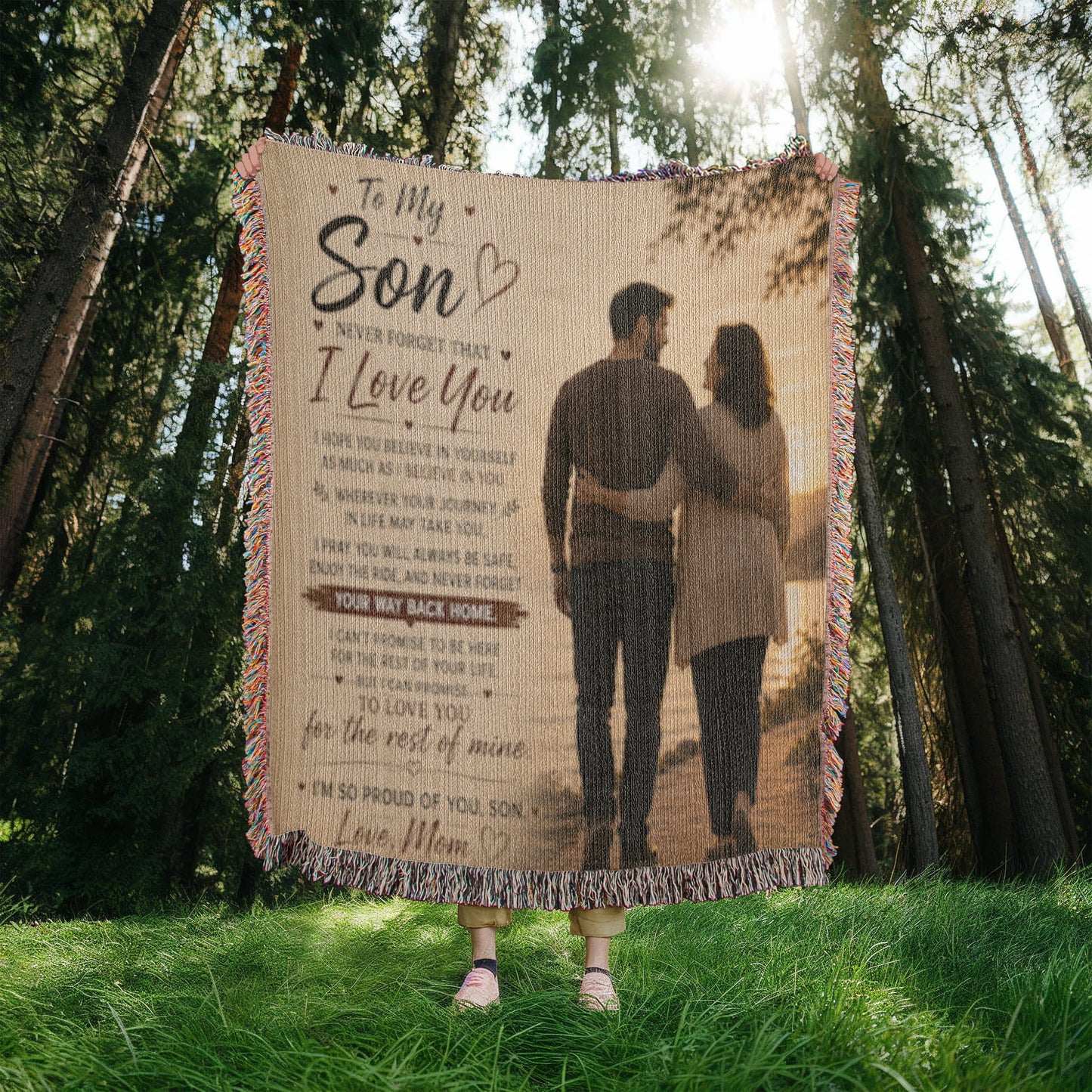 To My Son From Mom Heirloom Woven Blanket – Heartfelt Mother-Son Gift, Sentimental Keepsake