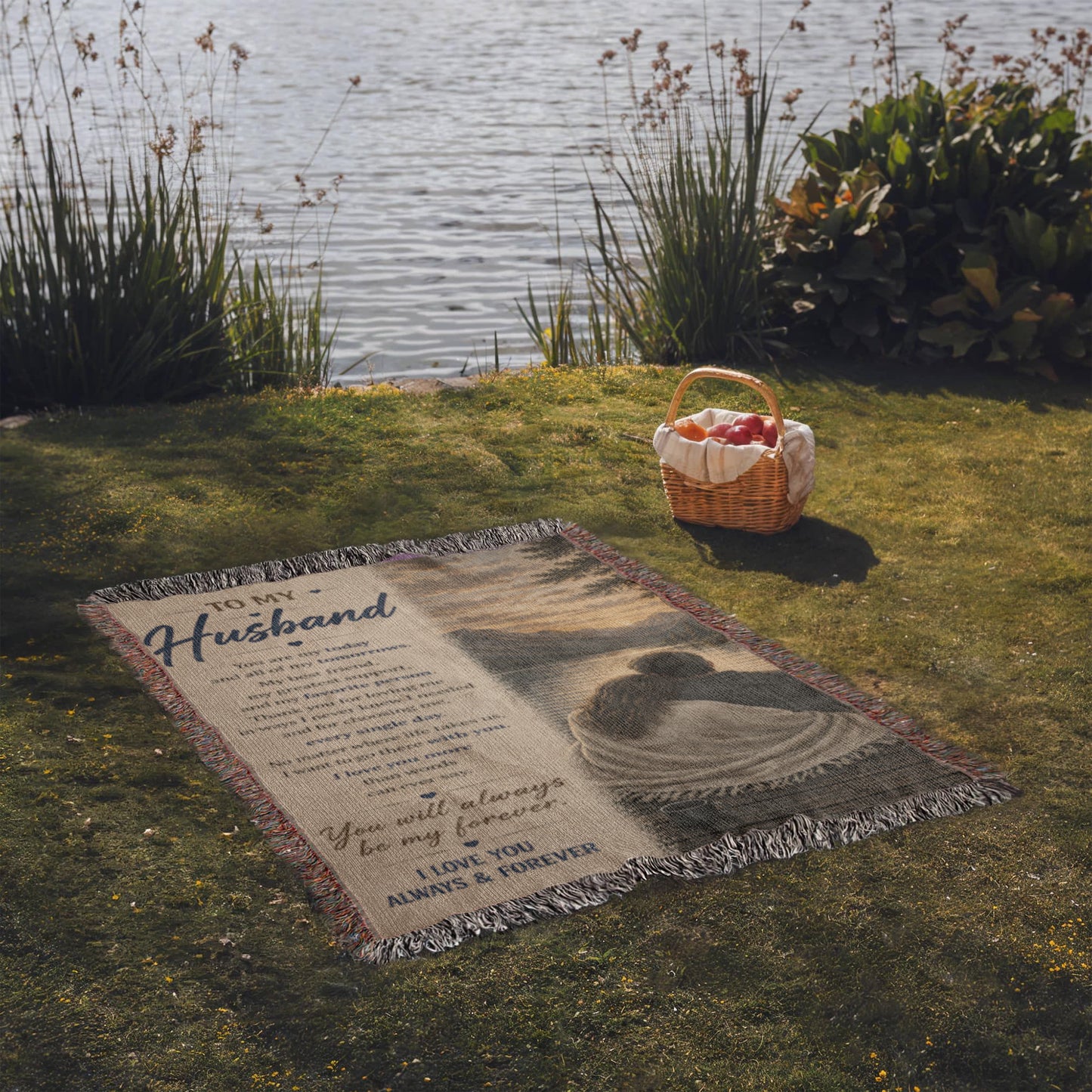 To My Husband From Wife Heirloom Woven Blanket from Wife | Sentimental Anniversary Gift for Husband | My Forever & Always Woven Blanket | Valentine's Day Gift for Him