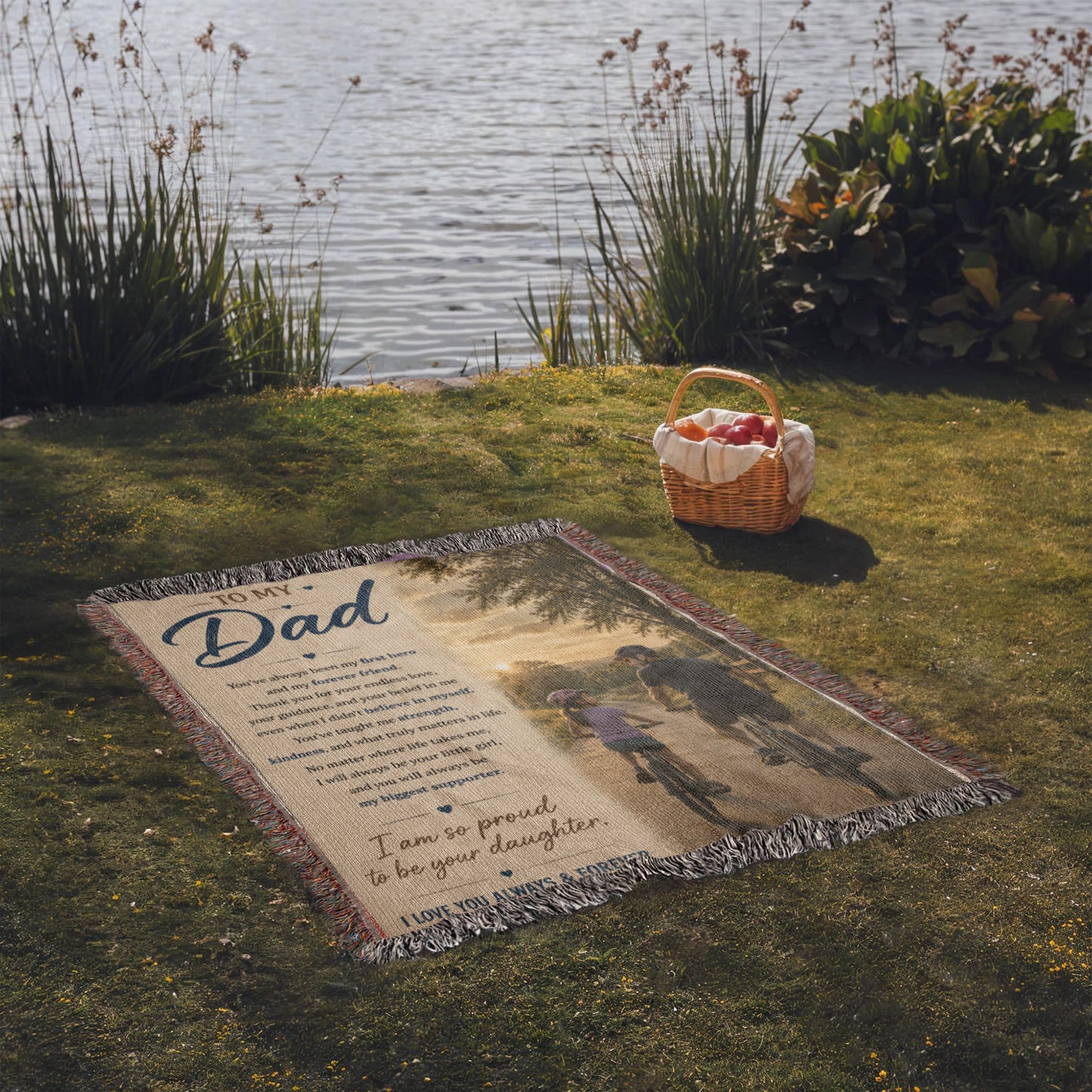 To My Dad From Daughter Heirloom Woven Blanket – A Heartfelt Gift From Daughter to Father, Sentimental Father Keepsake