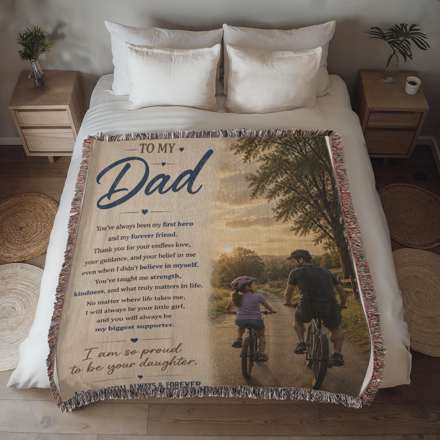 To My Dad From Daughter Heirloom Woven Blanket – A Heartfelt Gift From Daughter to Father, Sentimental Father Keepsake