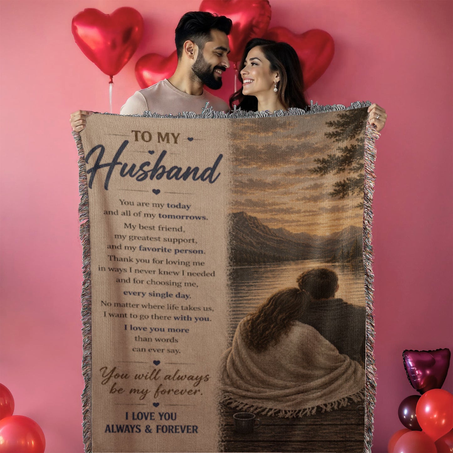 To My Husband From Wife Heirloom Woven Blanket from Wife | Sentimental Anniversary Gift for Husband | My Forever & Always Woven Blanket | Valentine's Day Gift for Him