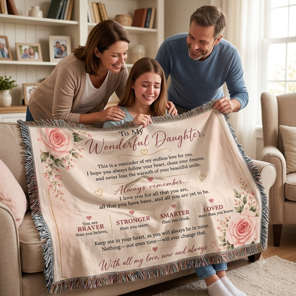 To My Wonderful Daughter Heirloom Woven Blanket – Inspirational Throw Blanket | Meaningful Gift for Daughter | Birthday, Graduation, Christmas & Just Because