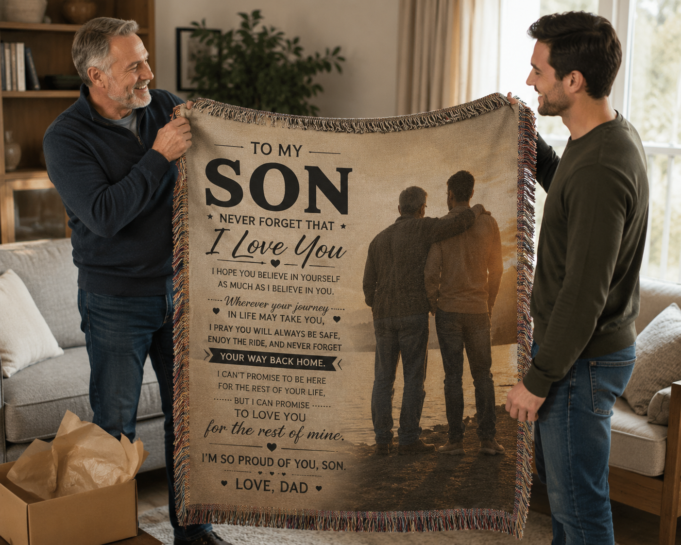 To My Son From Dad Heirloom Woven Blanket – Heartfelt Father-to-Son Keepsake
