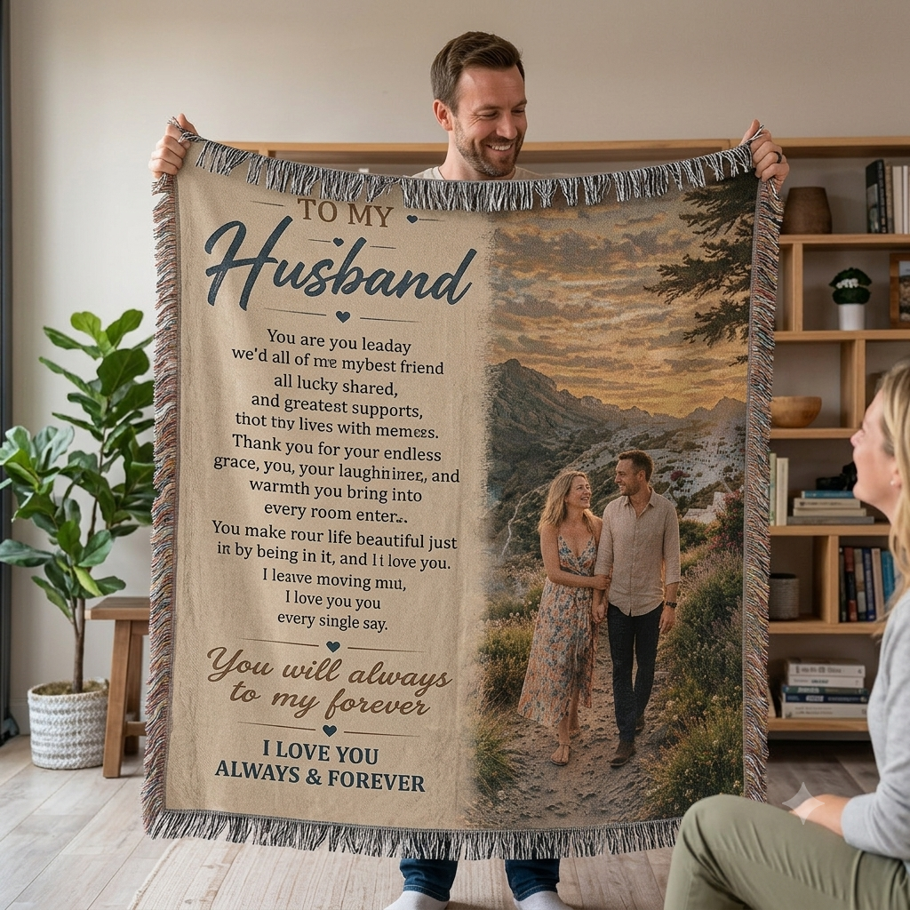 To My Husband Blanket from Wife | Sentimental Anniversary Gift for Husband | My Forever & Always Woven Blanket | Valentine's Day Gift for Him