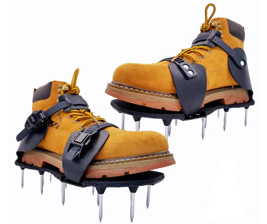 Lawn Aerator Shoes for Grass with Heavy Duty Spiked Aerating Sandals Adjustable Strap Garden Tiller Shoes
