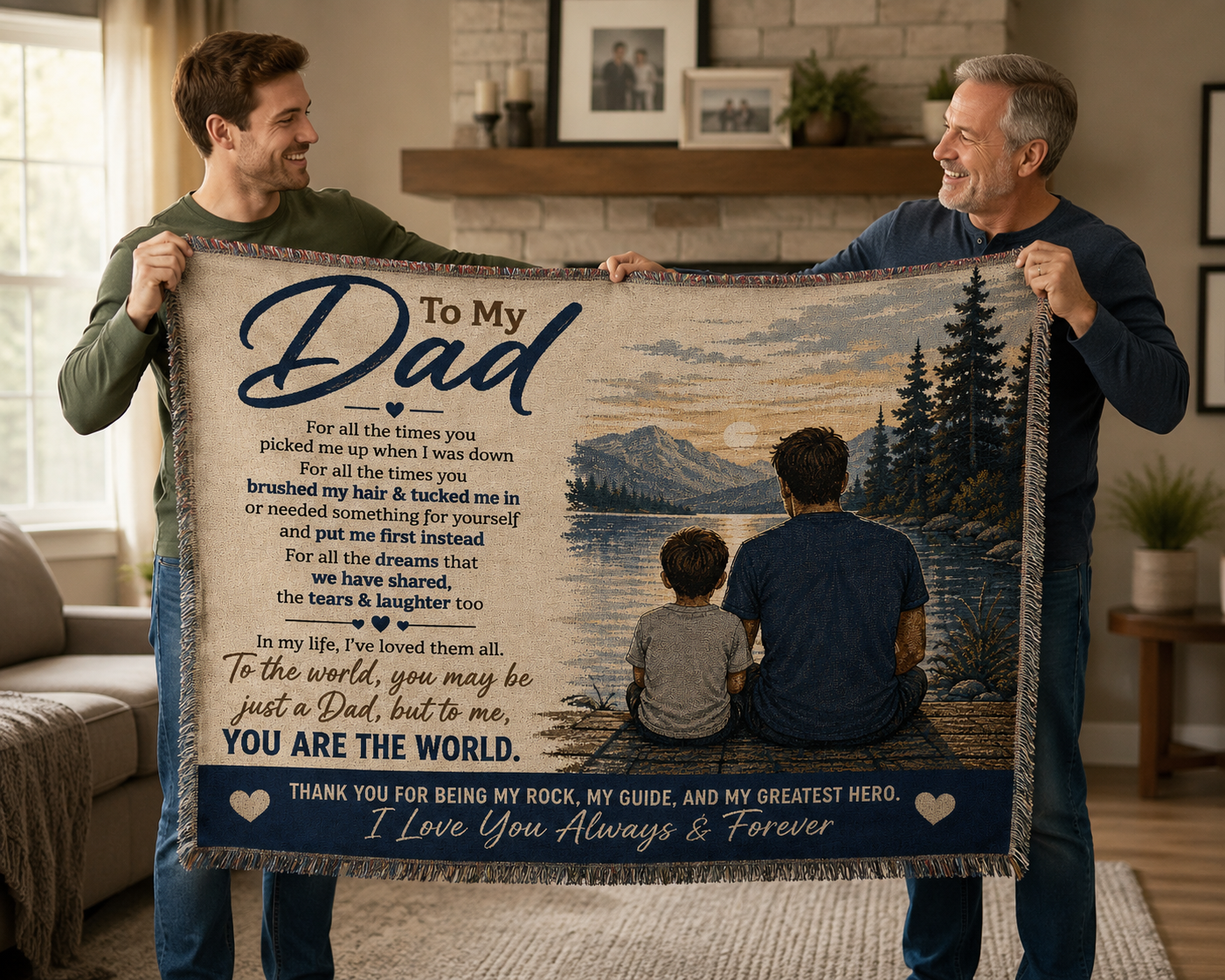 To My Dad From Son Heirloom Woven Blanket – Sentimental Father Gift, Personalized-Style Keepsake Artwork